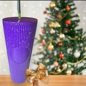 New Starbucks 2024 Glow-In-The-Dark Purple Cold Tumbler 24oz Straw Sprinkles